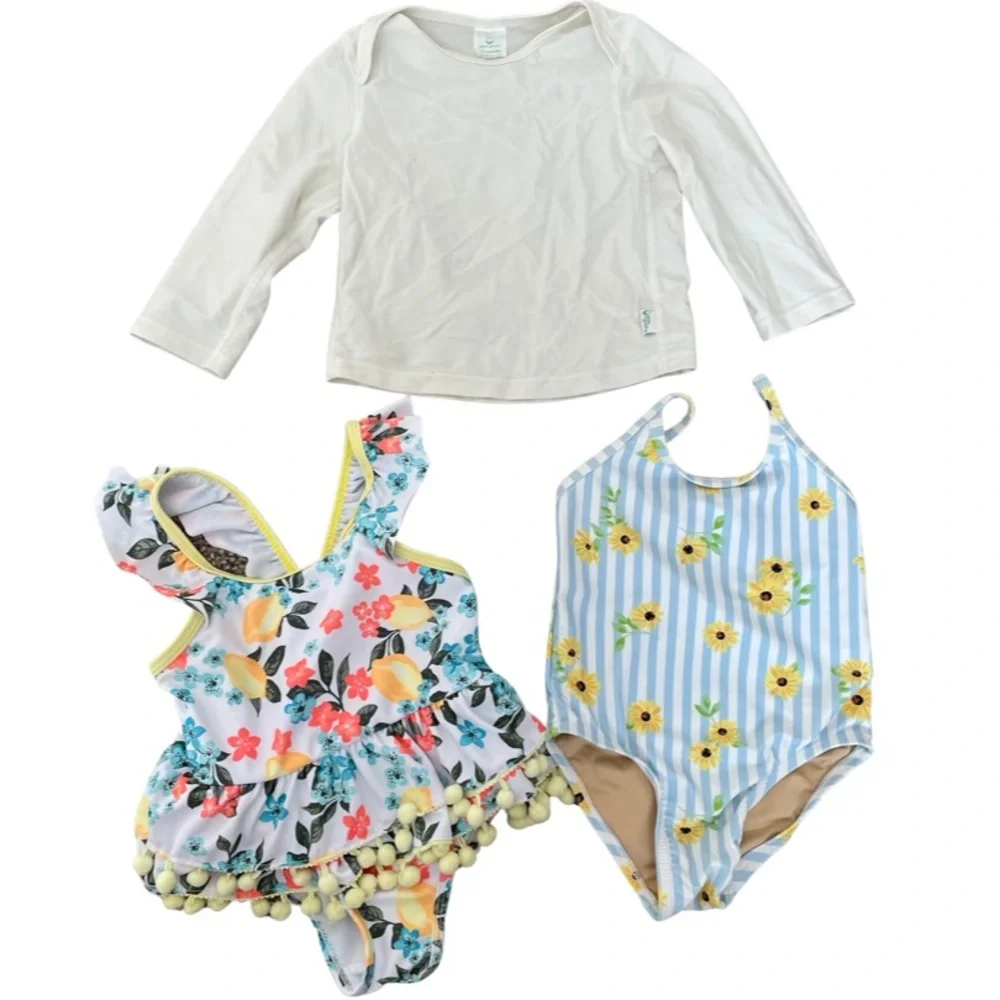 Bundle of 3 pieces girls swimsuits and coverup 12-18 months